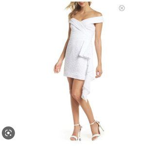 NWT Fame and Partners Mazzy Off-Shoulder Mini Dress White 8